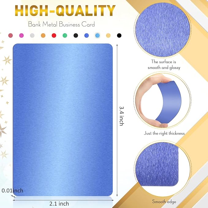 Thenshop 550 Pcs Metal Business Cards Engraving Aluminum Plates for Crafting Multipurpose Metal Sheets for Crafting 0.01 Inch Thick Blank Business Cards for CNC Engraver Laser DIY(Multicolor)