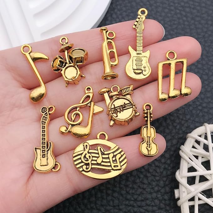 WOCRAFT 60pcs Antique Gold Music Bracelet Charms - Image 3