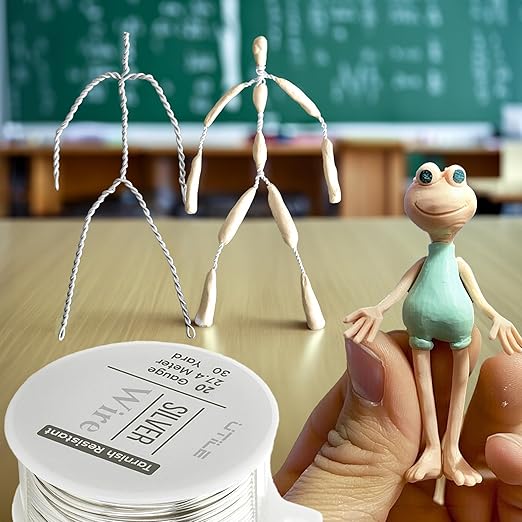 UTILE 18 20 22 24 Gauge 90 ft 99.9% Pure Soft Copper Wire for Electroculture Gardening, Jewelry Making, Crafting Wire Bendable, Plant Wire (Silver 22)