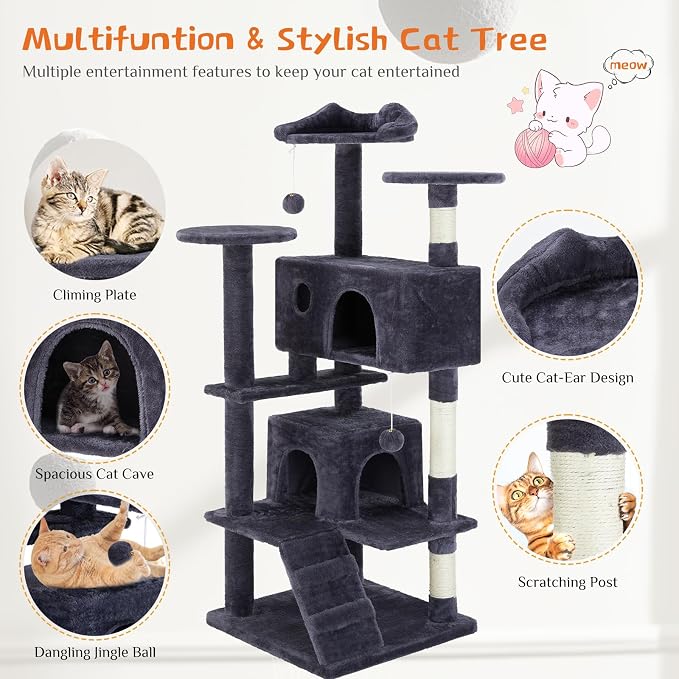 Sweetcrispy 54 Inch Cat Tree Tower, Indoor Cat Condo - Image 4