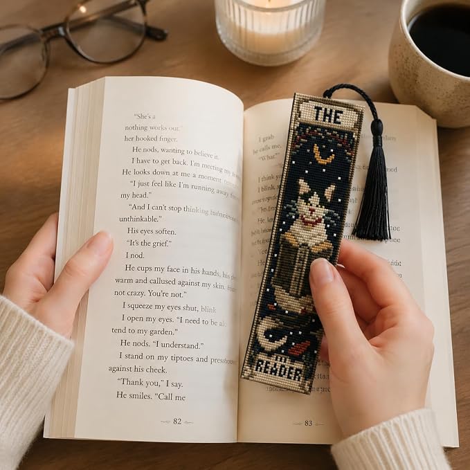 NEGEKFKX 5 Pcs Tarot Cross Stitch Bookmark Kit - Image 4