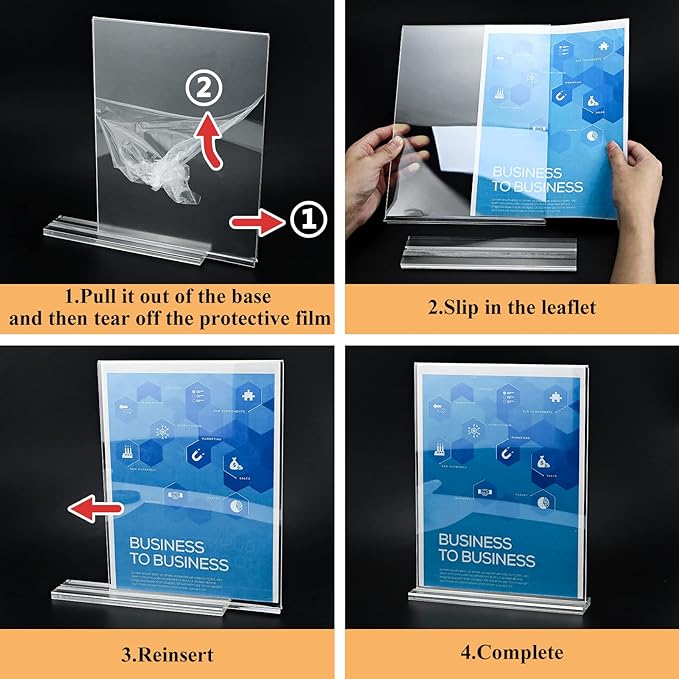 Arrobust Acrylic Sign Holder 8.5 x 11, Double Sided Clear Acrylic Display Table - Image 5