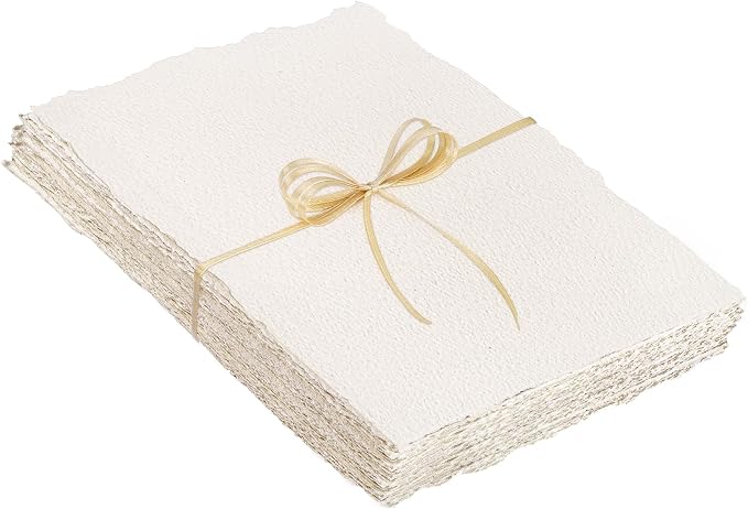 25 Sheets Watercolor Paper 9X 12, 300 GSM Deckled Edge Paper Rough/Textured by Prudiut