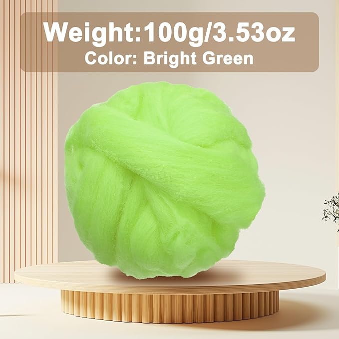 uxcell 3.53oz Wool Roving Yarn, Needle Felting Wool Fiber DIY Craft Needle Wet - Image 2