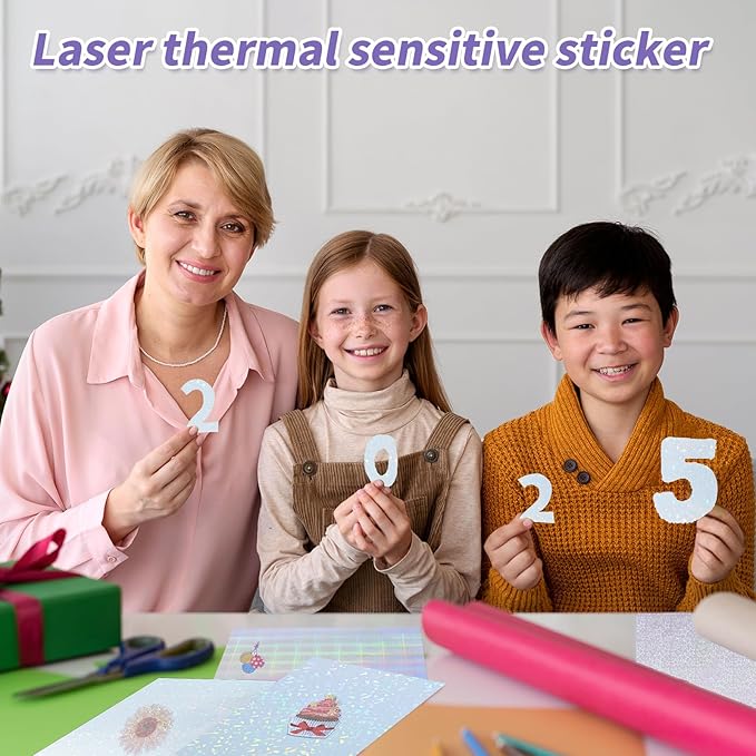 20 Sheets Printable Holographic Sticker Paper,11 x 8.5 Inches Printable Waterproof Paper Rainbow Vinyl Sticker Paper for Inkjet or Laser Printer（Laser starry sky）