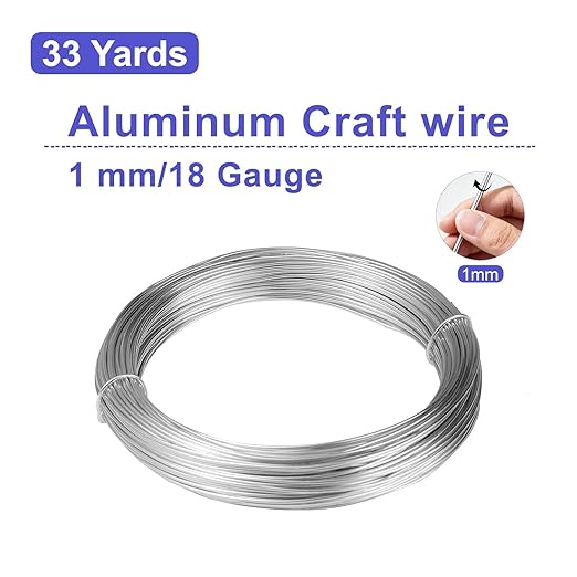18 Gauge Aluminum Craft Wire, 1mm 33Yards Floral Craft Wire Bendable Wire for Jewelry Making, Garden, Sculpting, Floral & Wreath Crafts, Silver