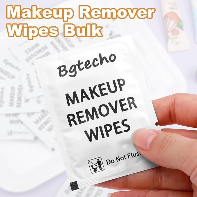 200 Pack Makeup Remover Wipe Bulk, Individually Wrapped Makeup Remover Wipes, Alcohol Free Facial Cleansing Wipes, Makeup Wipe with Vitamin E, Gentle Face Wipes for Travel Hotel(White)