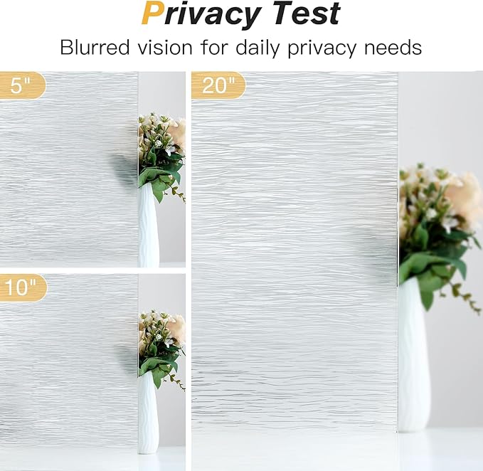 Haton Window Privacy Film, Frosted Glass Privacy Window Clings, Sun Blocking Frosting Opaque Coverings, Static Cling Removable Decorative Stickers for Home Door, Non-Adhesive 29.5" x 78.7"