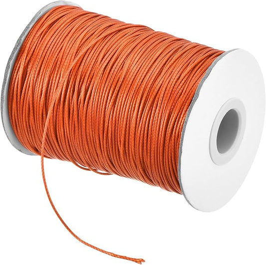 MECCANIXITY Waxed Cord 0.8mm Waxed Polyester Cord 175 Yard Wax String for Bracelet Making,Necklaces, Beading,Jewelry Making and DIY Crafts(Orange Red)