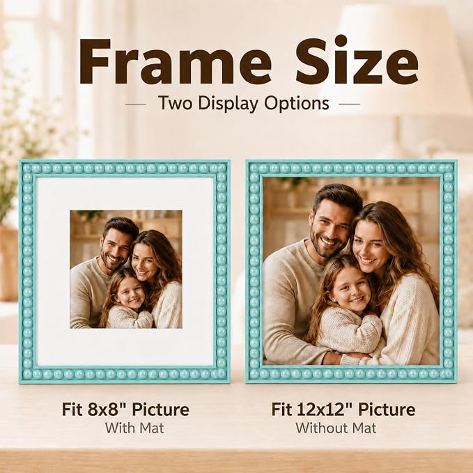 Solid Wood 12x12 Picture Frame Beaded Frame - Image 3