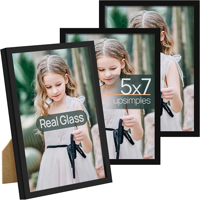 upsimples 5x7 Picture Frame Set of 3, Made of High Definition Glass by upsimples