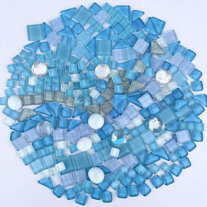 LITMIND 1.1 LB Baby Blue Irregular Mosaic Glass Tiles - Image 7