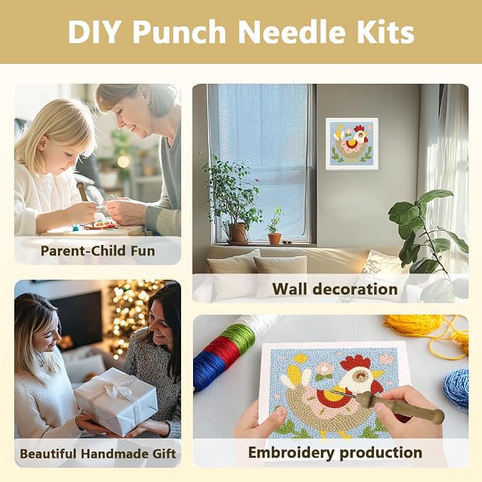 Doodlream Cute Chickens DIY Punch Needle Embroidery Kit - Image 4