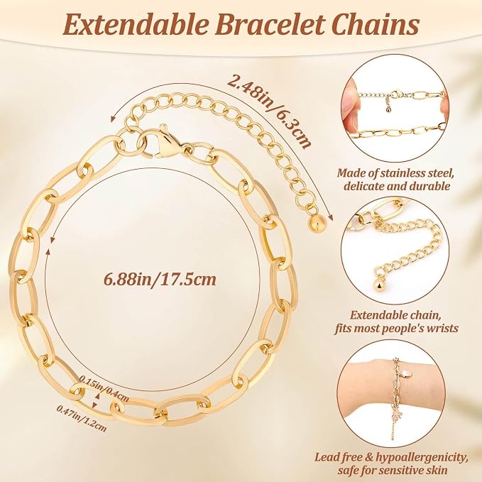 Mckanti 674 Pieces Charm Bracelet Making Kit, Including Paperclip Chain - Image 3