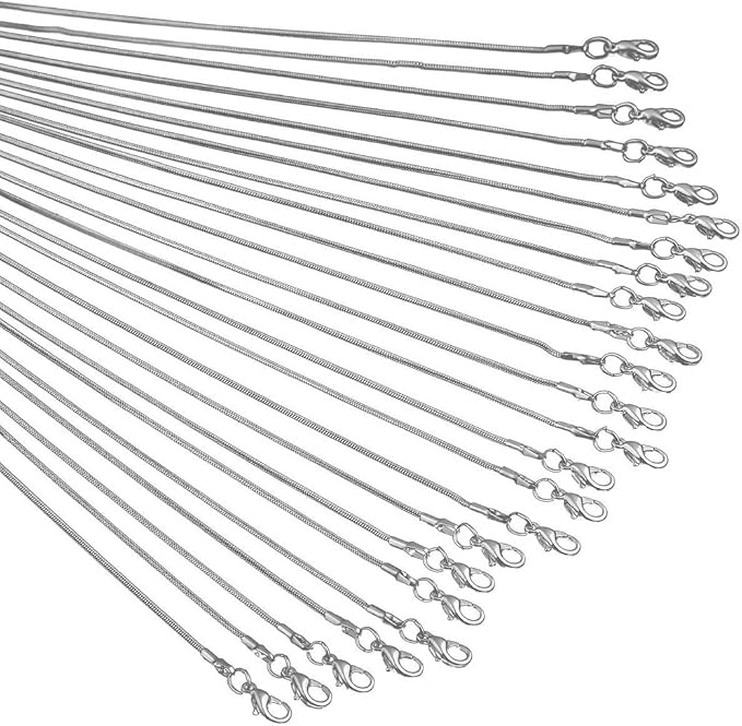 Snake Chains Necklace 24pcs 925 Silver Plated 1.2mm DIY Charms Link by Cmidy