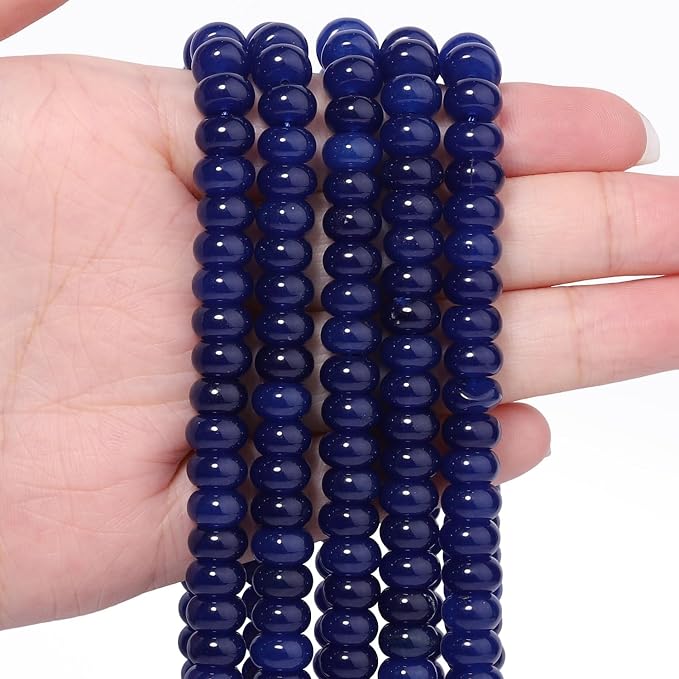 Songxi 5x8mm Natural Royal Blue Chalcedony Stone Rondelle Beads, Gemstone by SongXi
