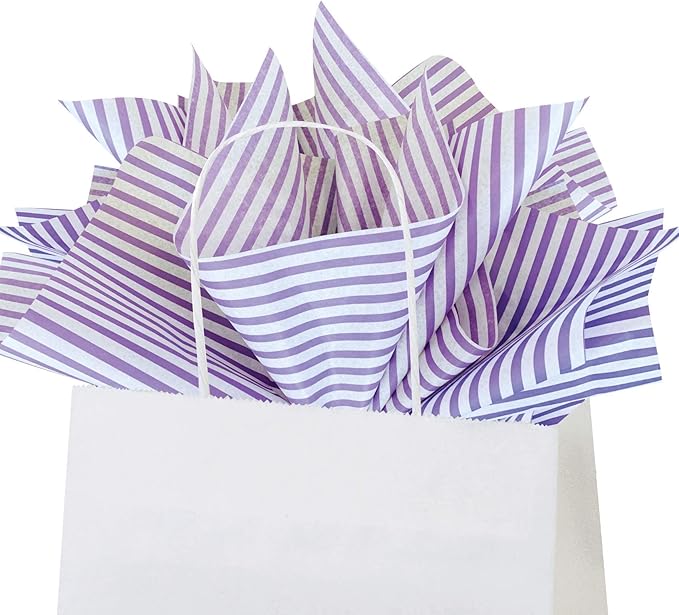 Flexicore Packaging Lilac Purple Pin Stripe Print Gift Wrap Tissue Paper Size: 15 Inch X 20 Inch | Count: 10 Sheets | Color: Lilac Pin Stripe
