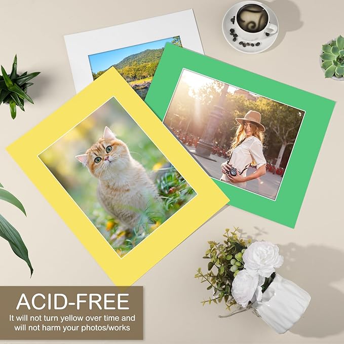 15 Pack 12x16 Picture Mats, Mixed Colors Frame Mattes for 9x12 Pictures Photo Frame Mat Core Bevel Cut Mat Board Show Kit for Photos, Prints, Artworks