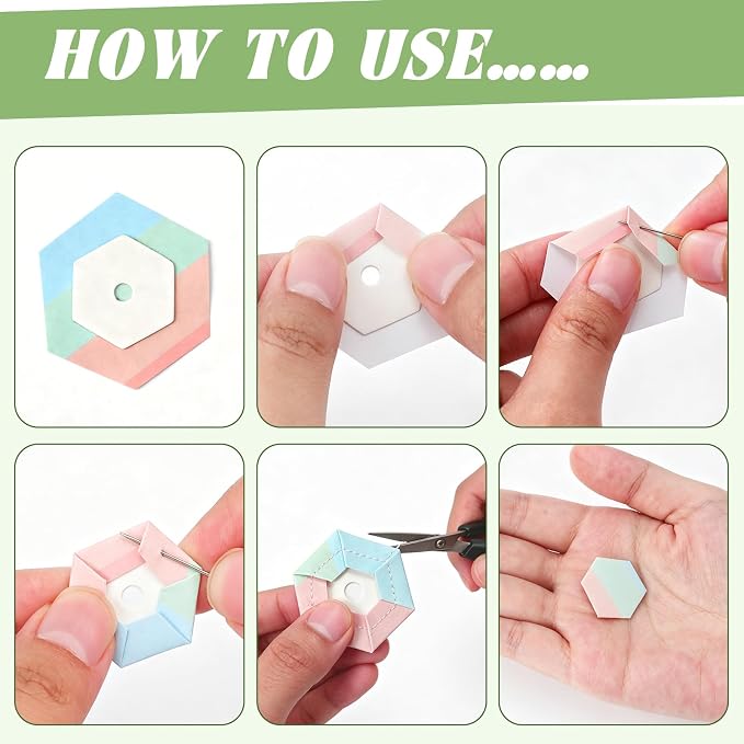 1200 PCS Hexagon Piecing Paper Templates, 0.5" White Paper templates, Quilting - Image 4