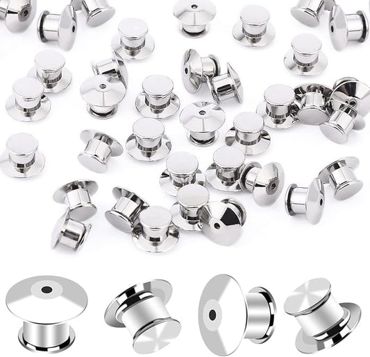 DECYOOL 20PCS Metal Locking Pin Backs, Pin Keepers Clasp Pin Backs Locking Buckles for Brooch DIY Crafts Badges Enamel Lapel Needles Pin Lock