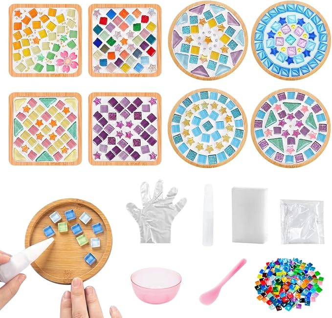 Adboros 8 Sets DIY Glass Mosaic Tiles by Adboros