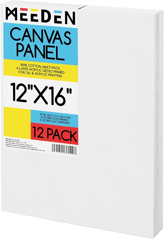 MEEDEN 12-Pack 100% Cotton Canvas Boards by MEEDEN