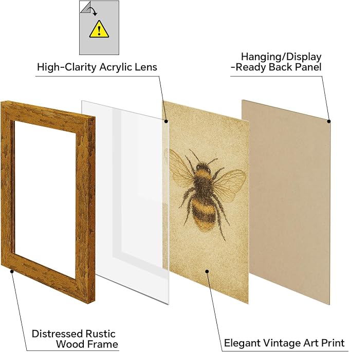 puthiac 5x7 Rustic Farmhouse Picture Frame, Honey Oak, 1 Pack | Distressed MDF - Image 3