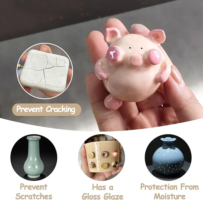 200ml Air Dry Clay Glaze, Clear Clay Varnish for Air Dry Clay Pottery, Waterproof and Scratch Resistant, Design for Air Dry Clay (Gloss Varnish)