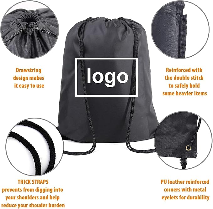BeeGreen Black and Red Drawstring Backpack Bags Bulk 2 Pack X-Large 22.4" L x - Image 4