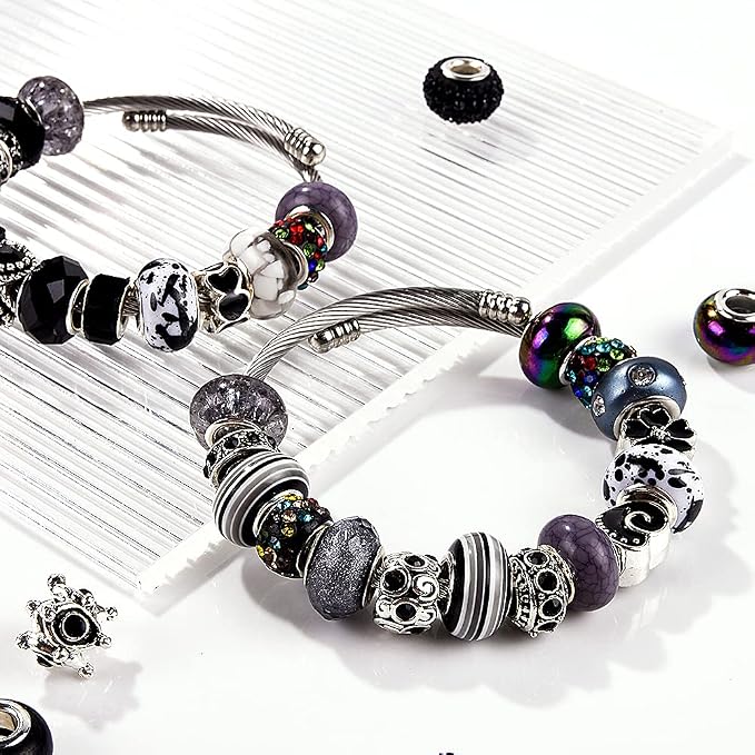 Aipridy European Large Hole Beads, Colorful Glass Charm Beads Set - Image 2