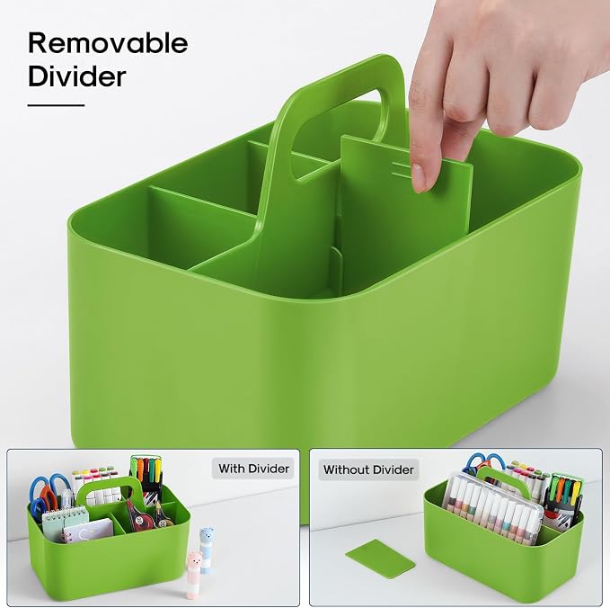 Multiuse Caddy Organizer with Handle, Portable Divided Plastic Tote Bin - Image 6