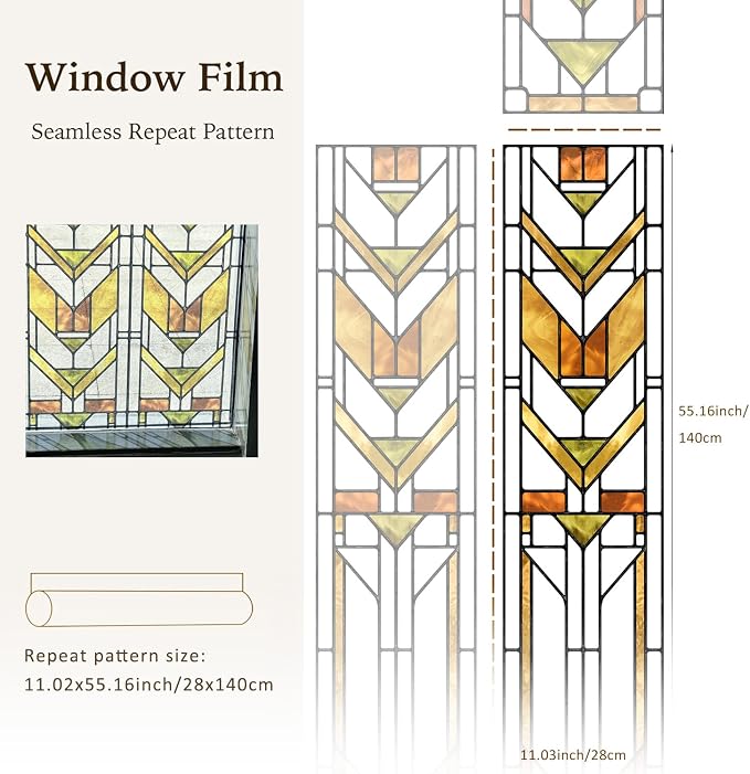 Faux Stained Glass Effect Transparent Window Film, Original Hand Drawn Static - Image 3