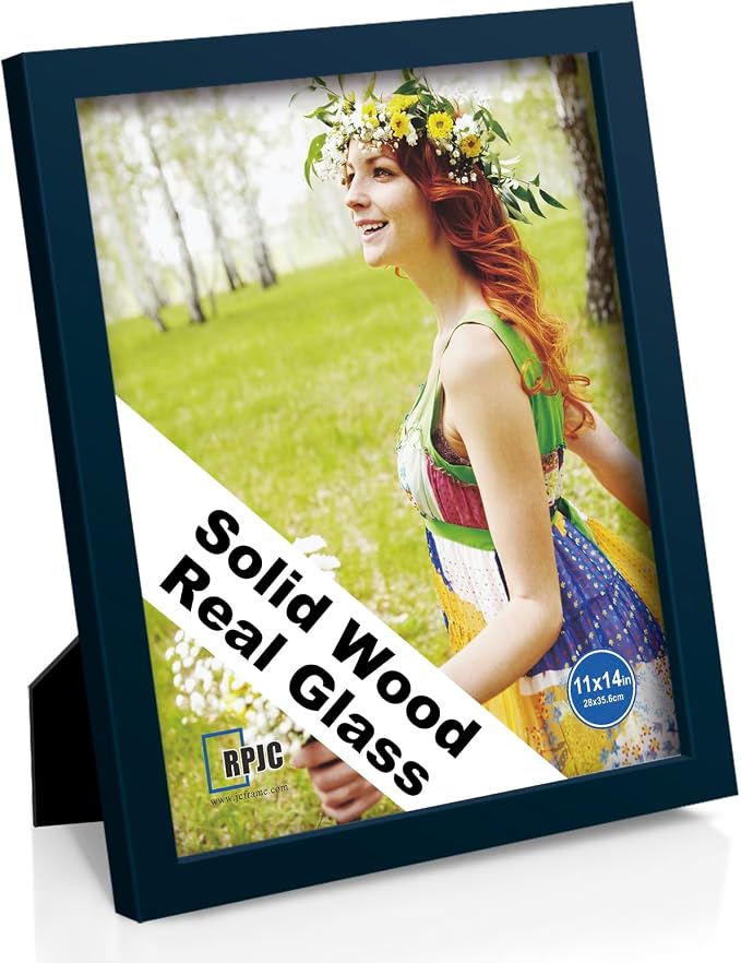 RPJC 11x14 inch Picture Frame Made of Solid Wood and High Definition Glass by RPJC