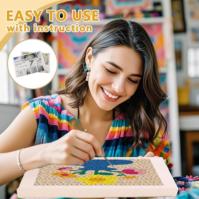 Doodlream Flower Vase DIY Punch Needle Embroidery Kit - Image 3