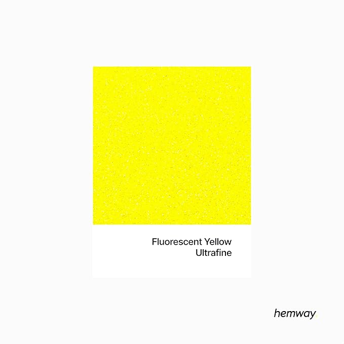 Hemway Polyurethane & Epoxy Resin Glitter 100g / 3.5oz Metallic Crystal Flake Additive for Flooring Jewelry Tumblers Glass Pigment - Ultrafine (1/128" 0.008" 0.2mm) - Fluorescent Yellow