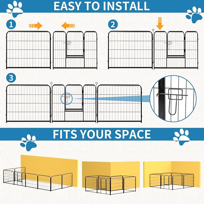 NEWBULIG Dog Playpen 8 Panels 40" Height Foldable Heavy Duty Metal Dog Exercise - Image 4