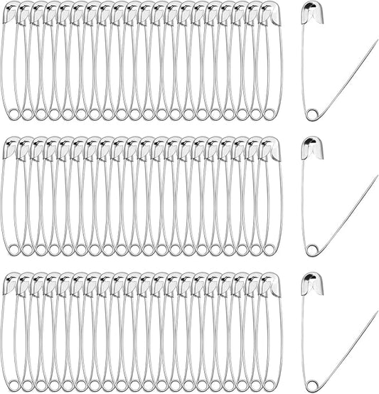 100 PCS 46mm / 1.8 Inch Heavy Duty Quilting Pins, Large Safety Pins Bulk, Silver Metal Sewing Pins, Big Safety Pins for DIY Crafts, Jewelry Making, Baby Clothing (Nickel Plated)