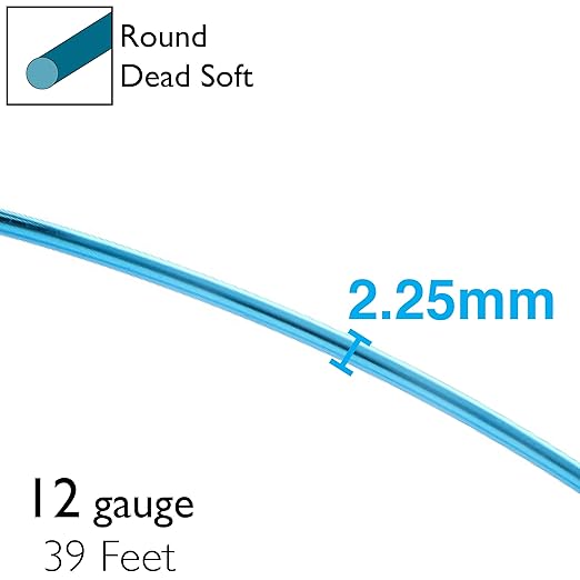 The Beadsmith Anodized Aluminum Wire – 12 Gauge – 39 feet – Turquoise Color – Bendable Craft Wire Used to Jewelry Making, Wire Wrapping, Sculpting, Floral, Modeling and Other DIY Arts & Crafts