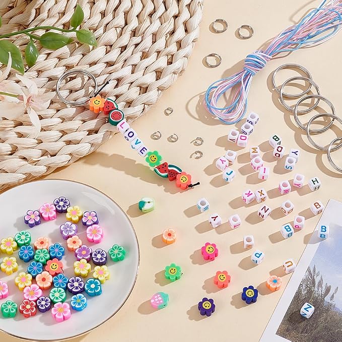 CRAFTYMELODY 606Pcs DIY Keychain Making Crafts Kits Beaded Keychain Making Kit - Image 5