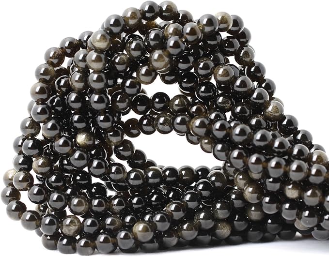 60PCS 6mm Natural Golden Obsidian Gemstone Round Loose Beads Crystal Energy - Image 3