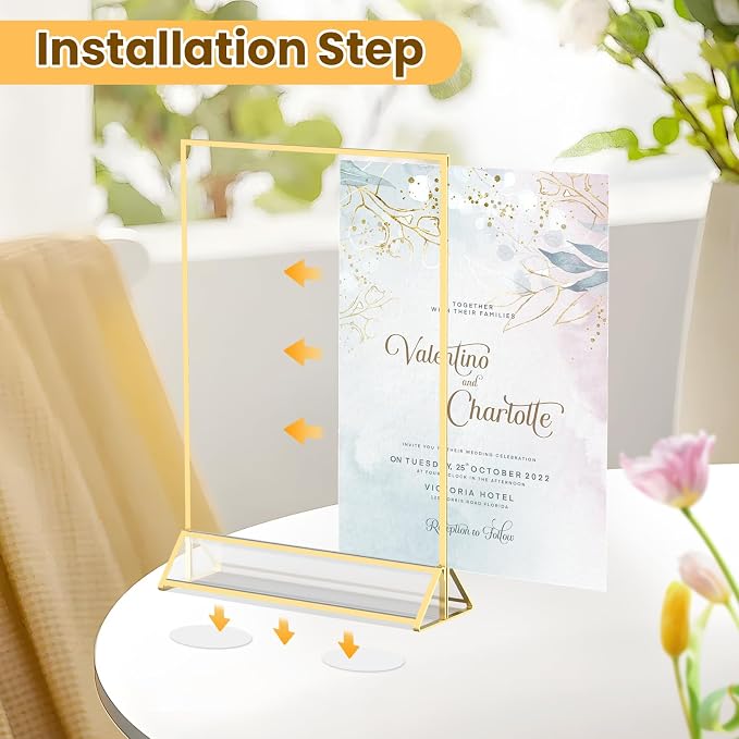 Acrylic Sign Holder 4X6 Gold Frames Double-sided Picture Frames-6 Pack | - Image 7