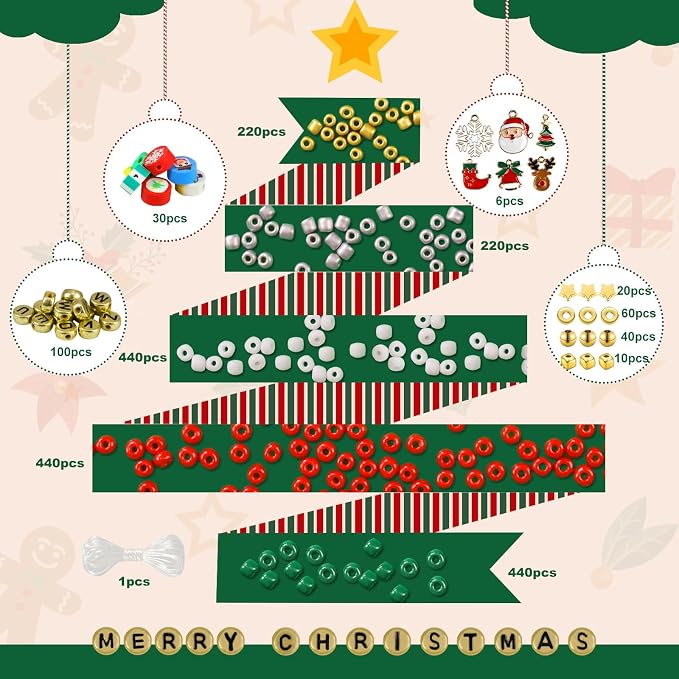 Redtwo Christmas Bracelet Making Kit, Holiday DIY Craft - Image 3