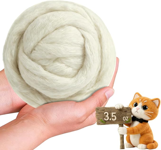 Wool Roving-3.5oz Needle Felting Wool, Soft Multi-Color Wool Fiber, Perfect by VKEDA