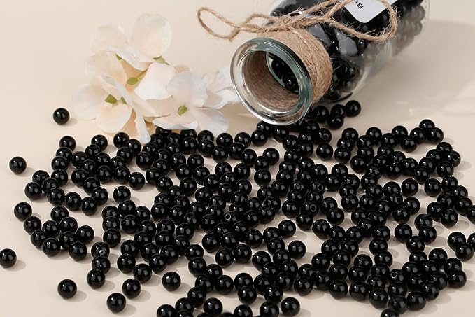 DUQGUHO Black Beads for Bracelets 8mm Black Pearls - Image 3