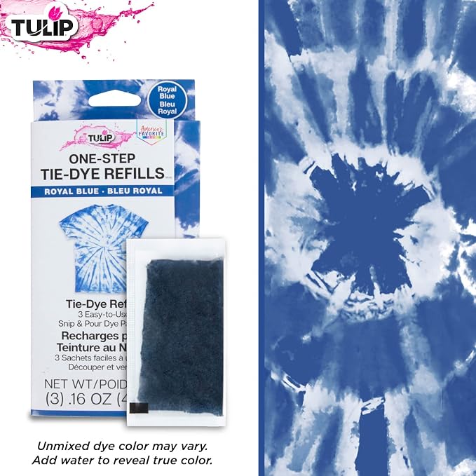 Tulip One-Step Tie-Dye Kit, 3 Fabric Dye Refill Packs, Royal Blue - Image 4