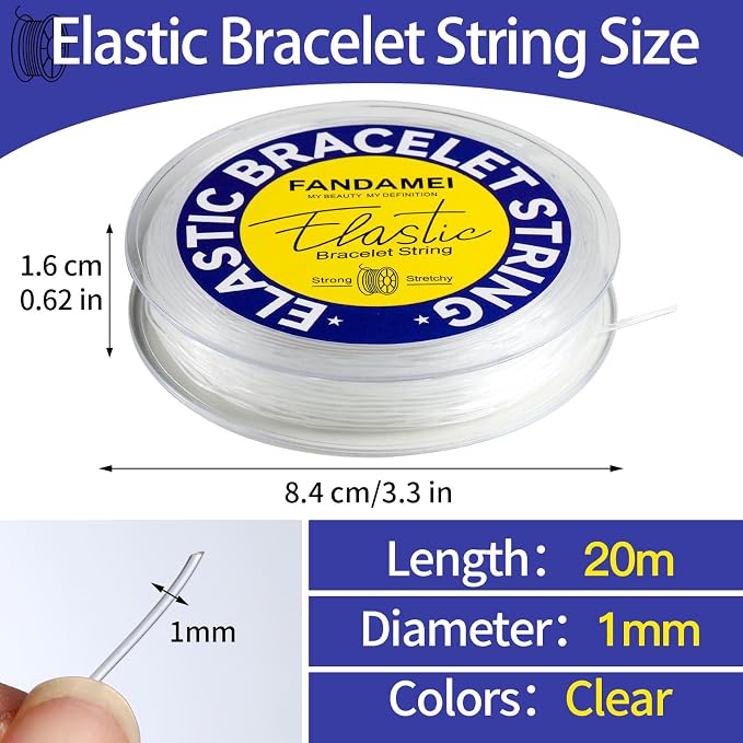FANDAMEI 1mm Elastic Bracelet String Cord, Crystal Stretch Bead Cord - Image 2