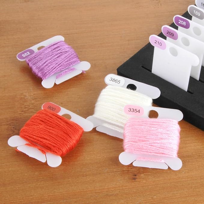 Hamtery Plastic Embroidery Floss Bobbins, Pre-Labeled Color Number Embroidery Thread Organizer for Cross Stitch Thread Storage-No Foam Inserts (Set 1: 250 pcs)