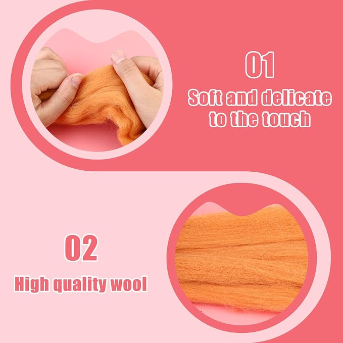 UOOU Felting Kit, Wool Roving, Felting Pad, Instruction Manual, Needle Felting - Image 3