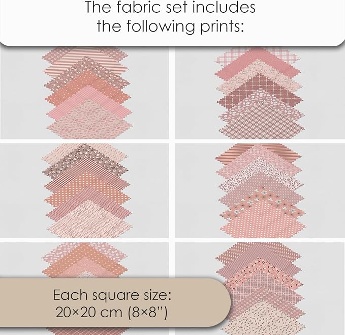 Cotton Satin Patchwork Fabric Panel – 35 Designs, 20×20 cm Squares, Single - Image 7