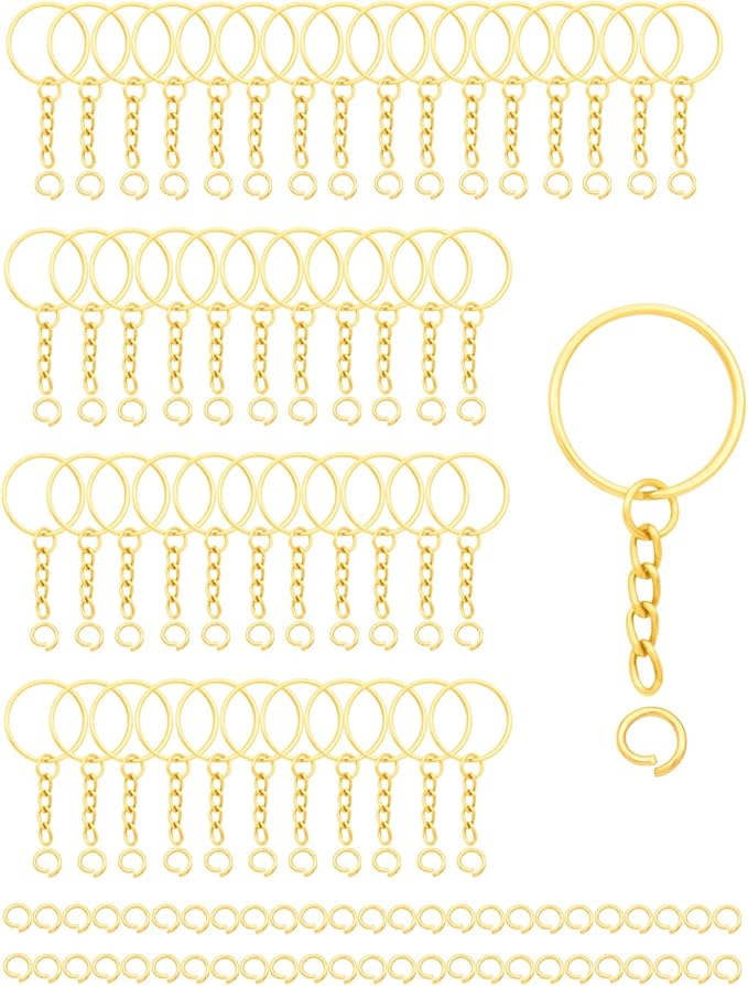50Sets 1 inch Keychain Rings Golden Split Round Key Ring by ZoloAJay